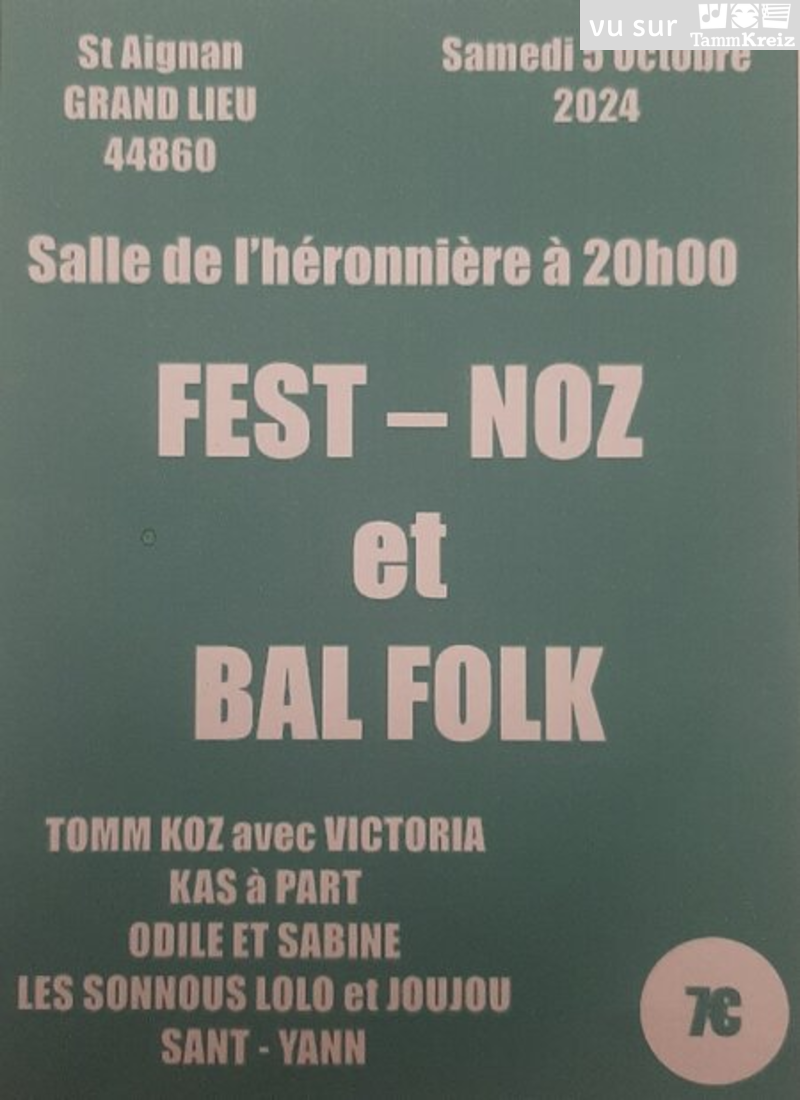 Fest-Noz/Bal folk à Saint-Aignant-de-Grand-Lieu