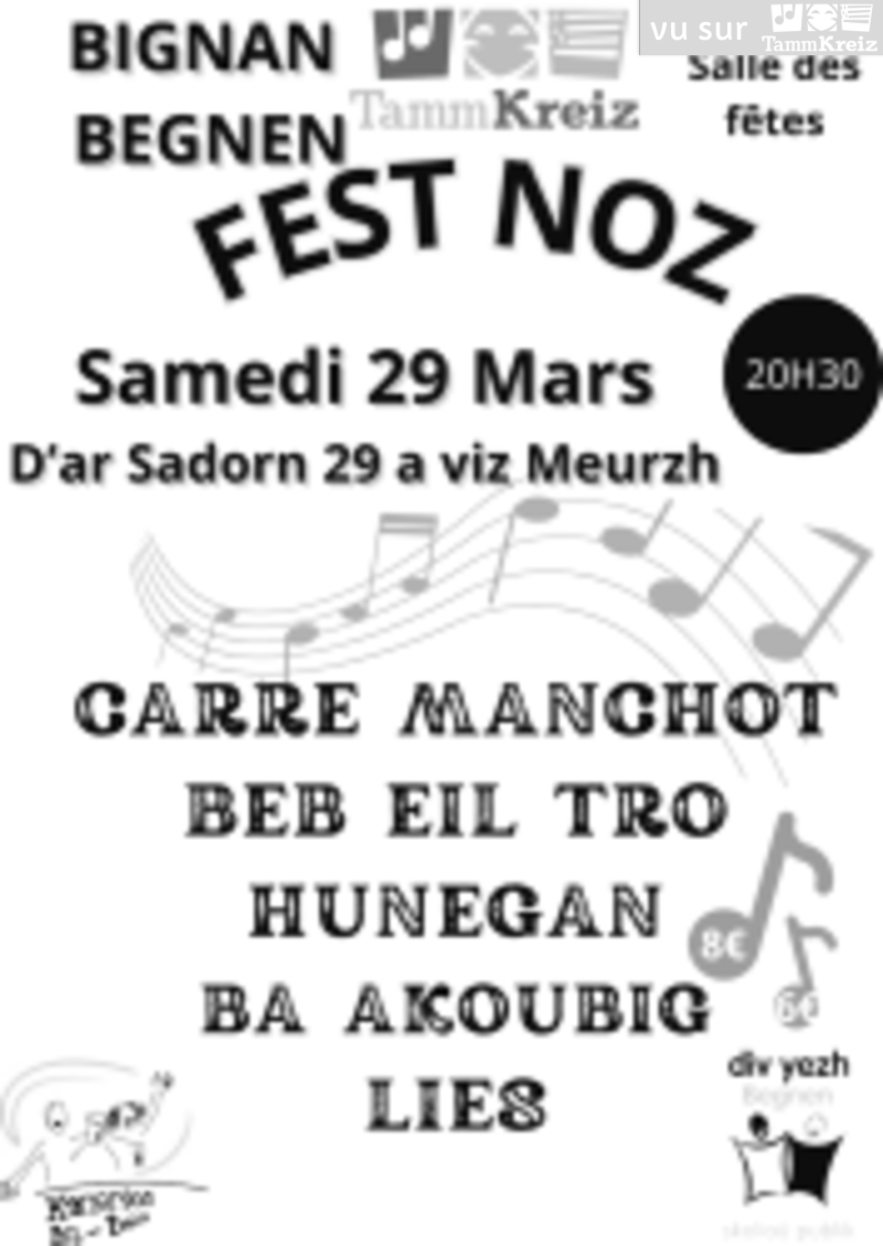 Fest-noz à Bignan<br>2€ de réduction sur le prix d'entrée offert à nos adhérents