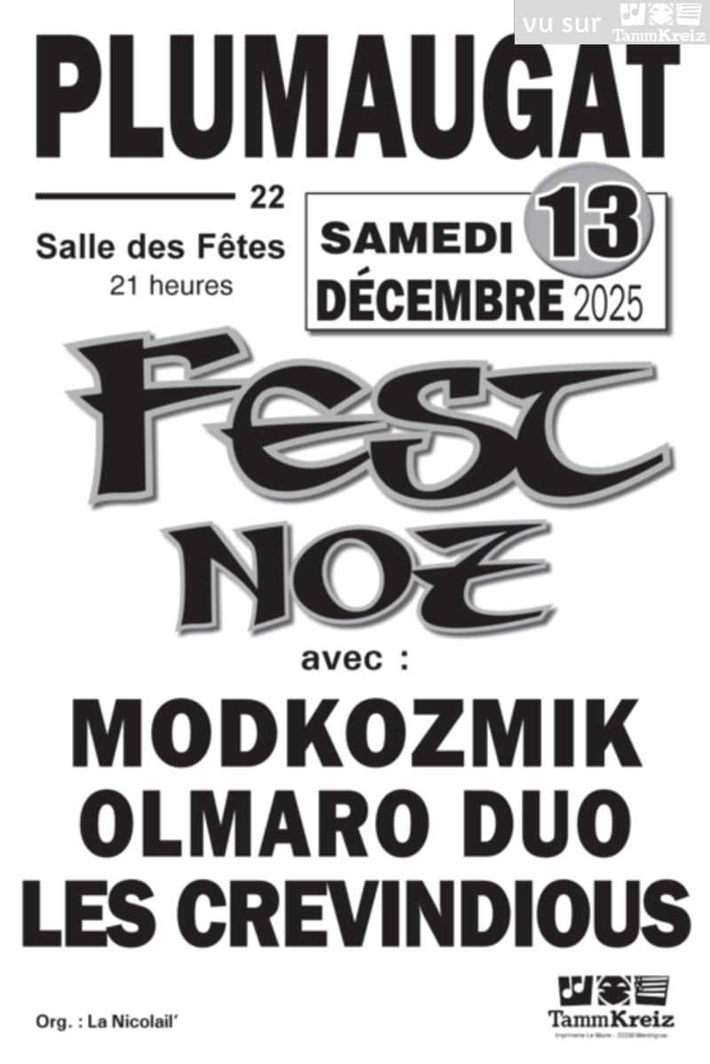 Fest-noz à Plumaugat<br>1 ticket conso offert à nos adhérents