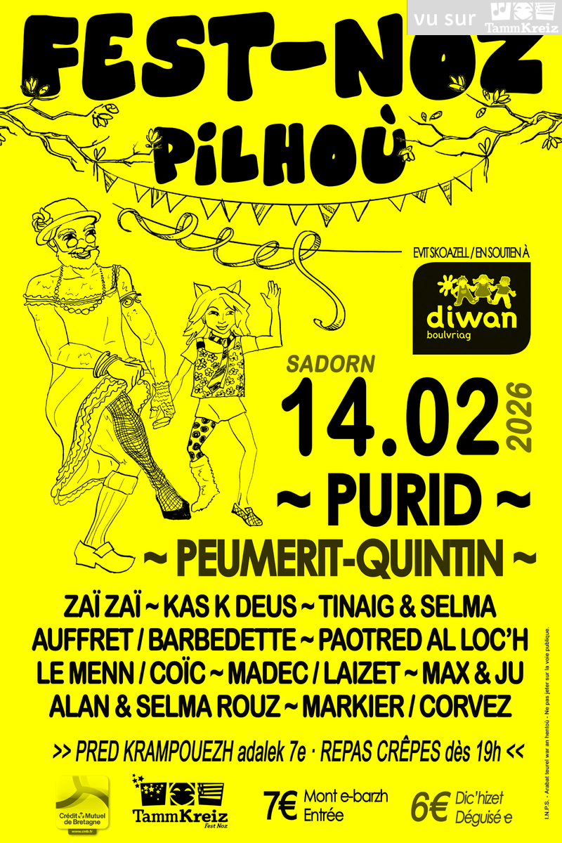Fest-noz pilhoù à Peumeurit-quintin<br>1 ticket conso offert à nos adhérents