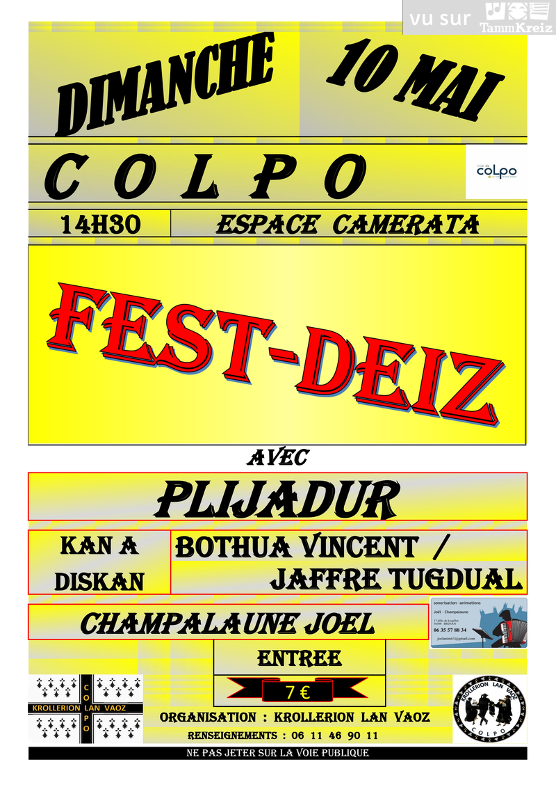 Fest-deiz à Colpo<br>2€ de réduction offert à nos adhérents