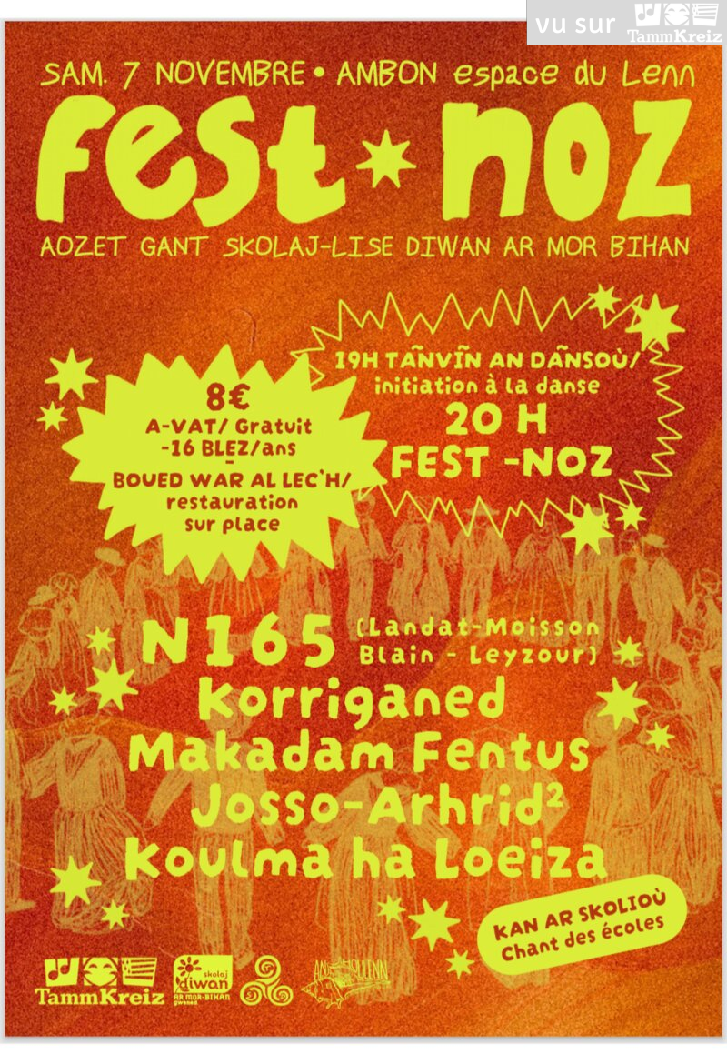Fest-noz à Ambon<br>Réduction de 2€ offerte aux adhérents
