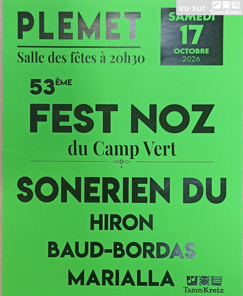 Fest-noz du Camp vert<br>2€ de réduction offerte aux adhérents